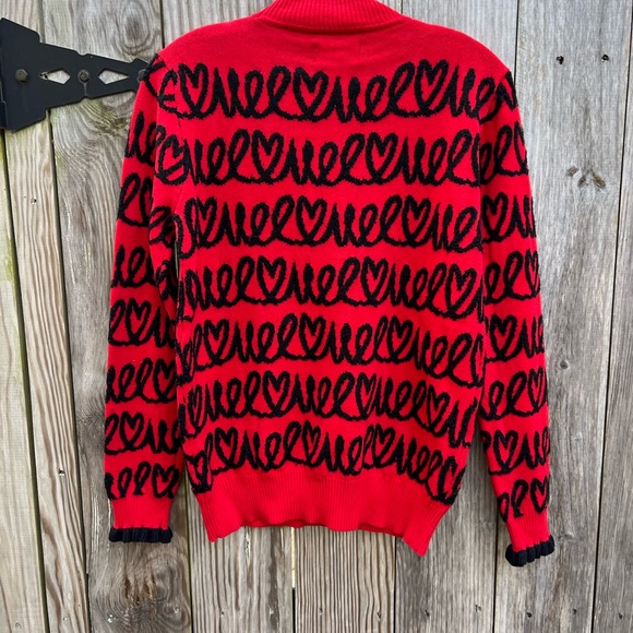 ELLE Scribble Heart Sangria Punch Sweater Women’s Small NWT NEW - Picture 10 of 10